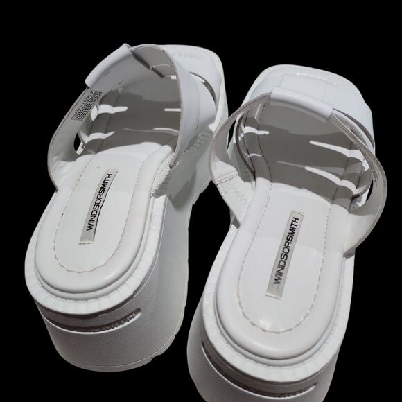 WINDSOR SMITH white leather sandal Platform Size UK7 (US 9) Designer Euro Summer - Picture 2 of 8